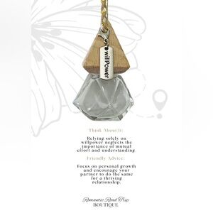 WILL POWER Wooden and Glass Pendant Car Fragrance Oil Diffuser Refillable Bottle